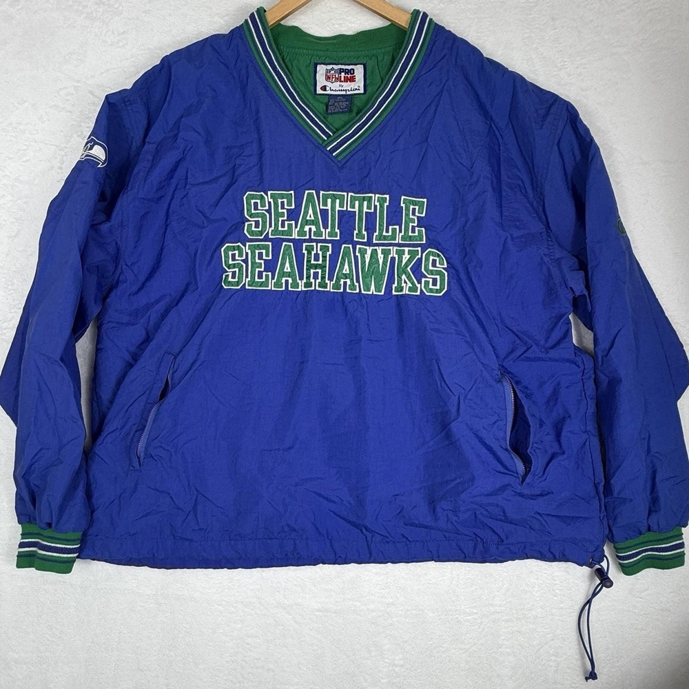 93-94's Seattle SEAHAWKS Vintage/ NFL Football Pro Line Windbreaker CHAMPION 2XL - Picture 2 of 9